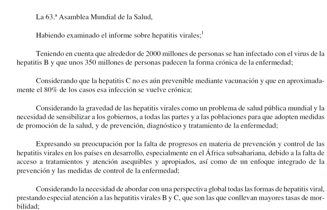 Resolución sobre Hepatitis Virales en la 63° Asamblea Mundial de la Salud