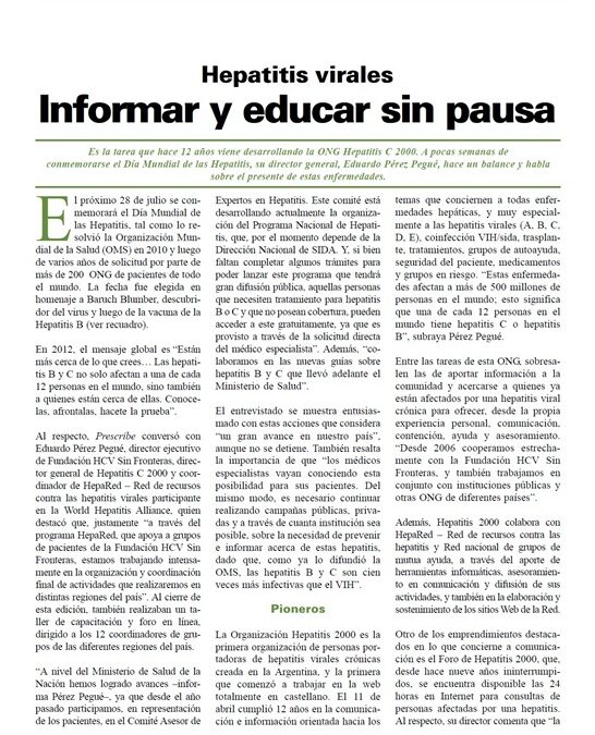 Hepatitis, informar y educar sin pausa, reportaje al director de Hepatitis 2000