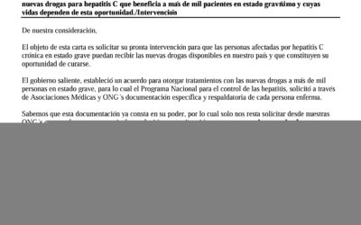 Carta urgente de personas con hepatitis C al Ministro de Salud argentino Dr. Jorge Lemus