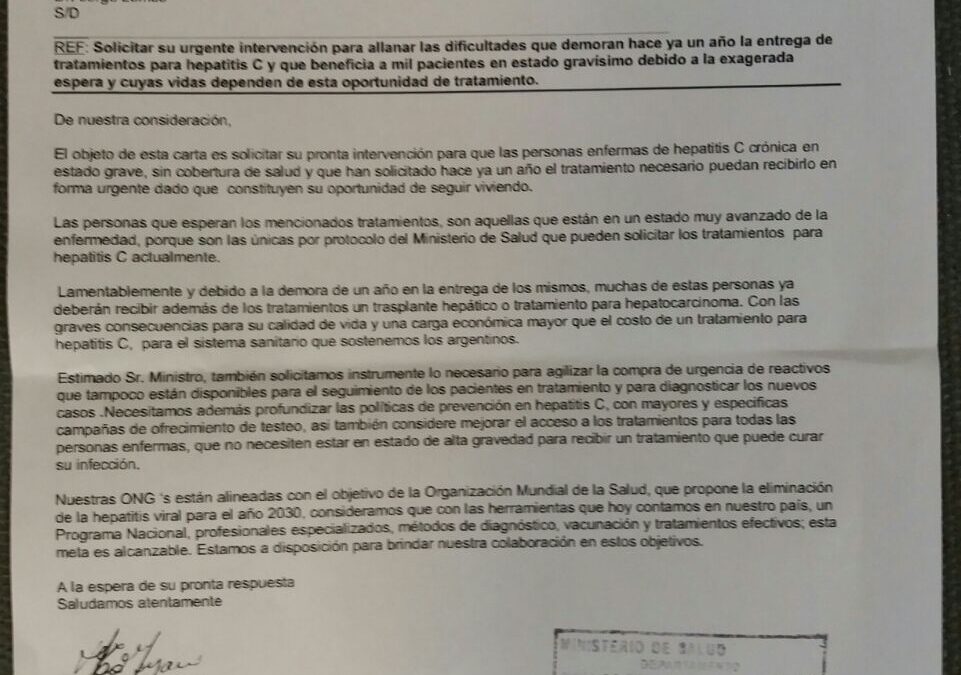 Personas con hepatitis C sin medicación en Argentina