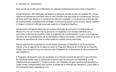 Más de un año sin medicamentos para hepatitis C en Argentina. Carta abierta al Ministro de salud