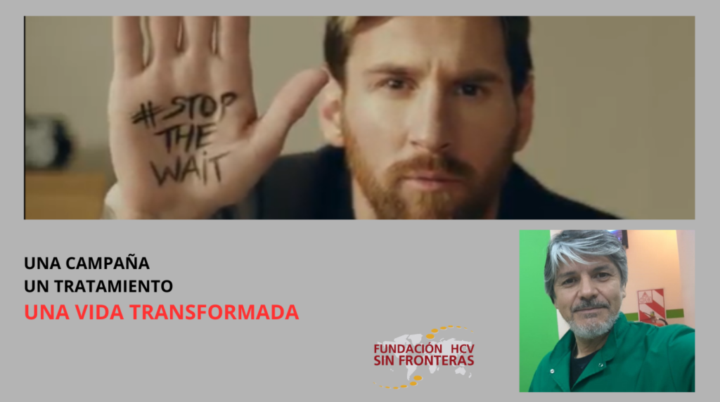 Lionel Messi y Adrián Montesino, protagonista de una historia de acceso al tratamiento de la hepatitis C gracias a una campaña solidaria impulsada por la Fundación Leo Messi.